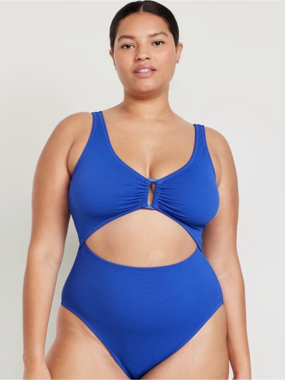 Old Navy Bright Blue One-Piece Swimsuit with Front Ring
